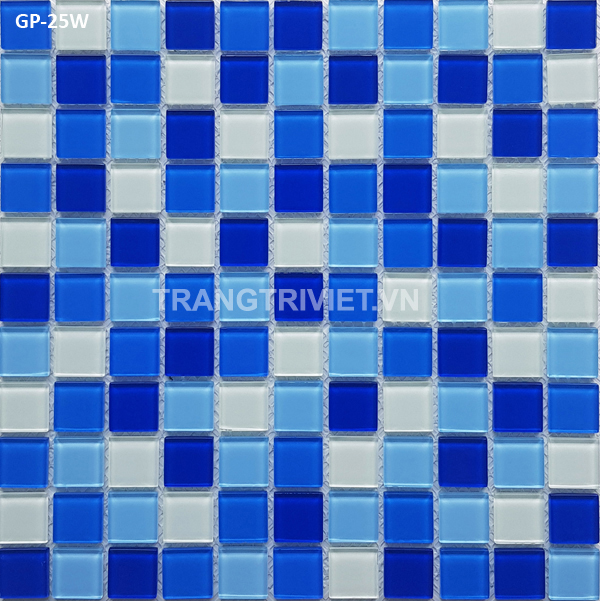 gạch mosaic thủy tinh ốp lát bể bơi GP-25W