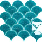 gạch mosaic vảy cá nen rạn màu xanh trung GP-FT003
