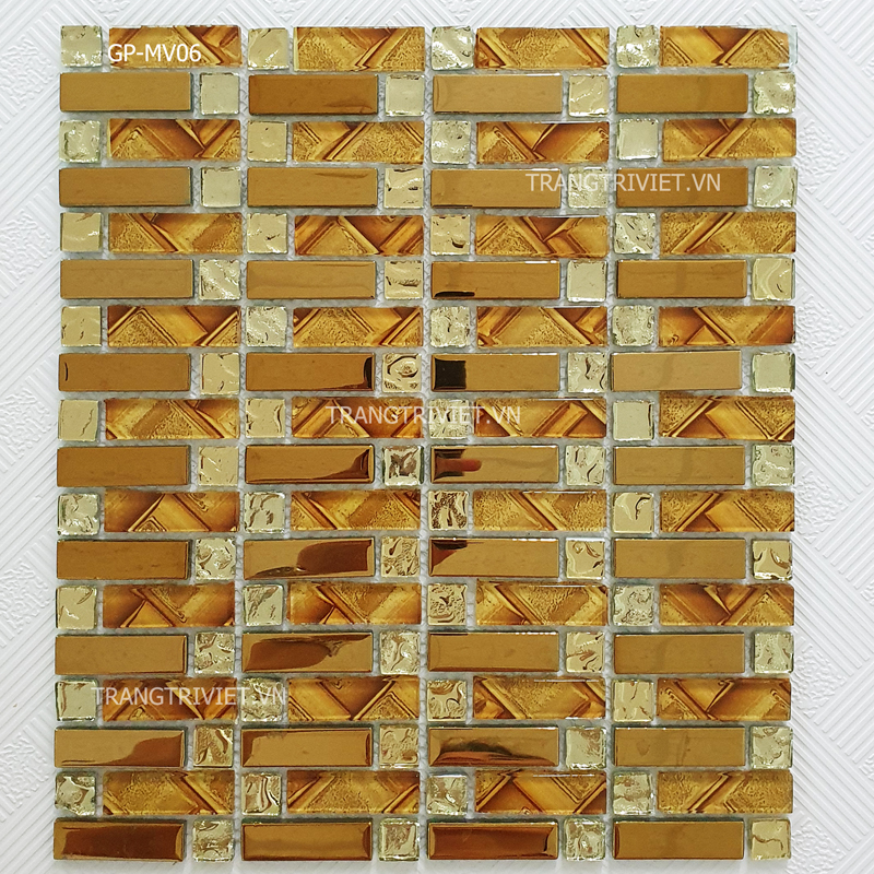 gạch mosaic mạ vàng, mạ bạc GP-MV06 